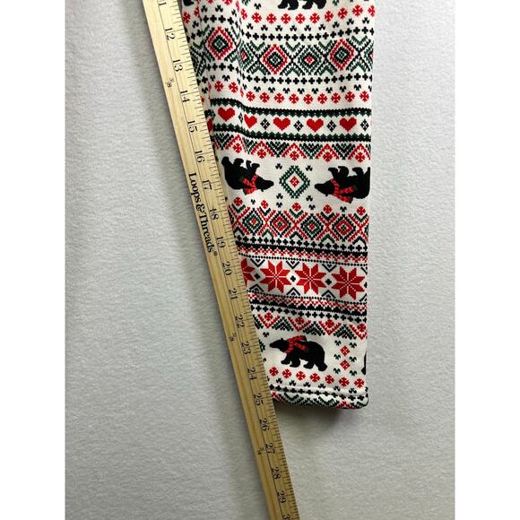 No Boundaries Fair Isle Bear Christmas holiday leggings large - Picture 6 of 7